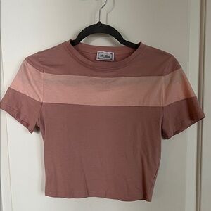 My-Kim Mauve and Blush Pink Colorblock Short Sleeve Tee Women’s Small